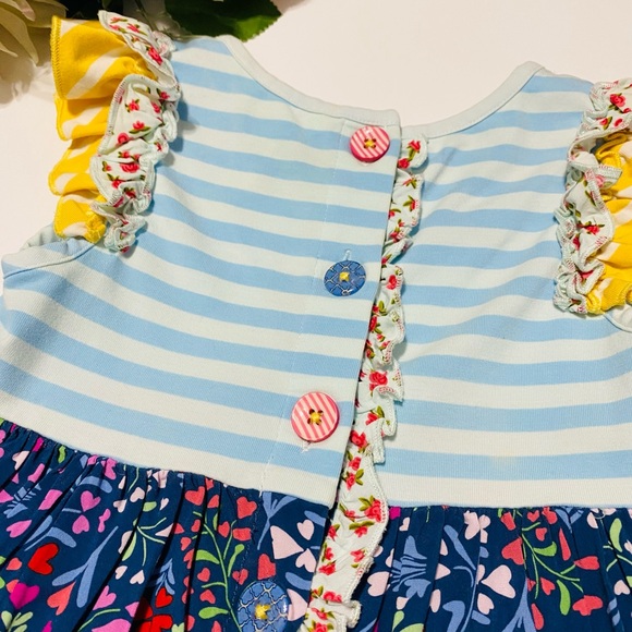 Matilda Jane blouse with blue floral bottom snd light striped top. Buttoned back - Picture 6 of 7